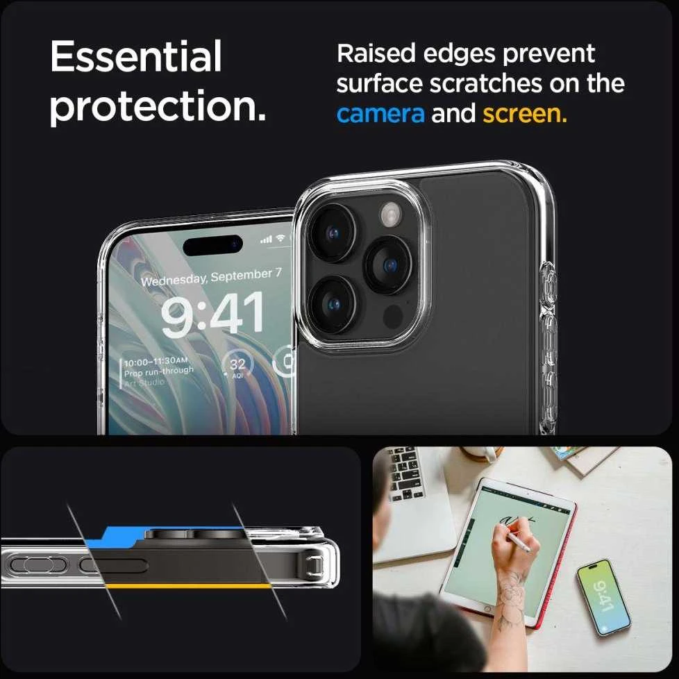 Spigen Ultra Hybrid Matte dėklas skirtas Apple iPhone 15 Pro, spalva - Frost Clear