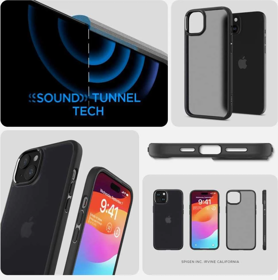 Spigen Ultra Hybrid Matte dėklas skirtas Apple iPhone 15, spalva - Frost Black