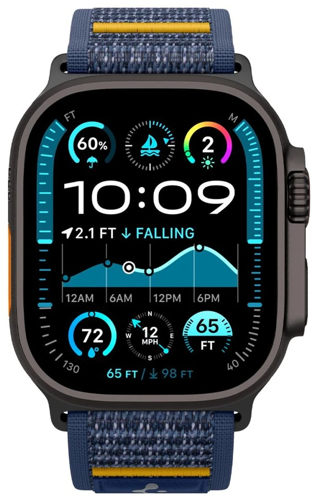 Mėlyna apyrankė Apple Watch 6 / 7 / 8 / 9 / 10 / SE / Ultra 1 / 2 ( 44 / 45 / 46 / 49 mm) laikrodžiui „Spigen Athlex Air”