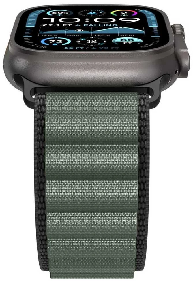 Apyrankė Spigen WBF1 Strap for Apple Watch 44 / 45 / 46 / 49 mm – juodos spalvos and žalios spalvos