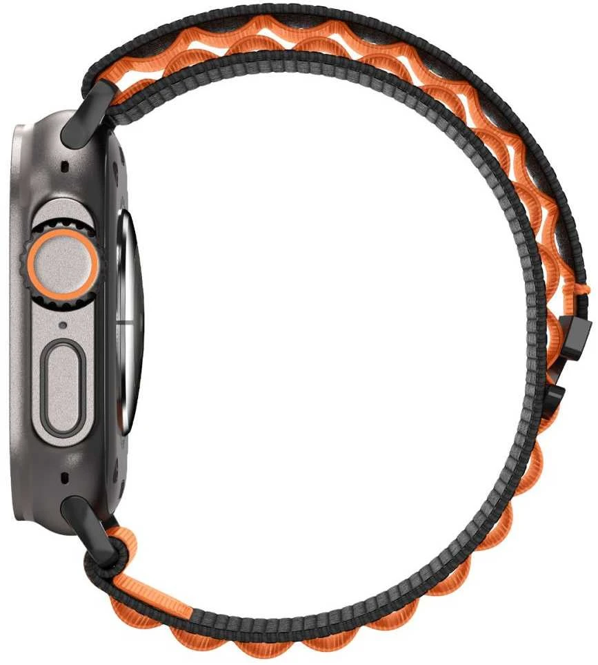 Spigen WBF1 Strap for Apple Watch 44 / 45 / 46 / 49 mm – juodos spalvos ir oranžinės spalvos