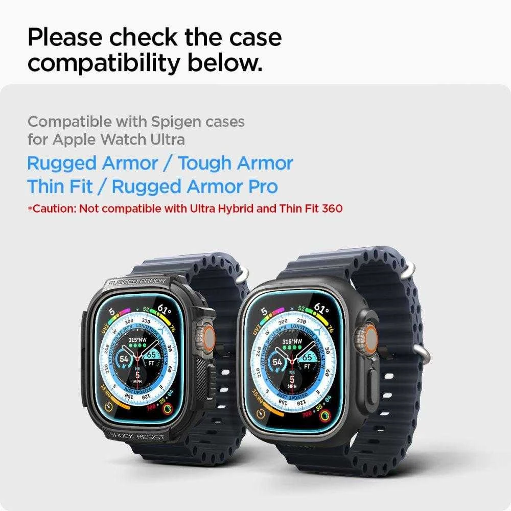 Apsauginis stiklas Spigen GLAS.TR „EZ Fit” 2-pack Apple Watch ULTRA (49 mm) skaidrus
