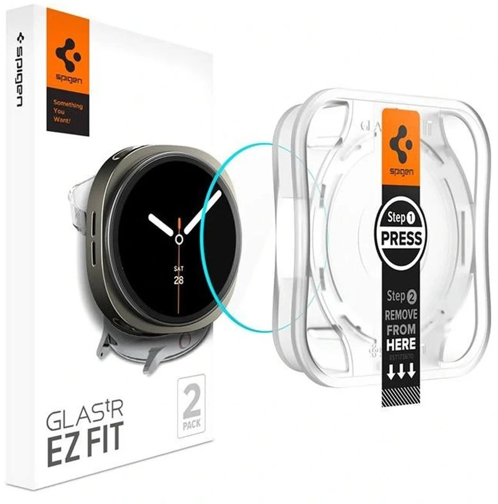 Spigen Glass tR EZ Fit 2 Pack - Samsung Galaxy Watch 8 (44mm)