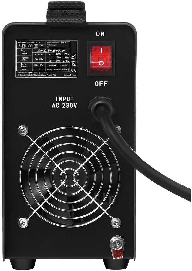 Stamos Germany Kompaktiškas patikimas IGBT MMA suvirinimo aparatas su LED ekranu 250A 230V S-MMA-250PI.2