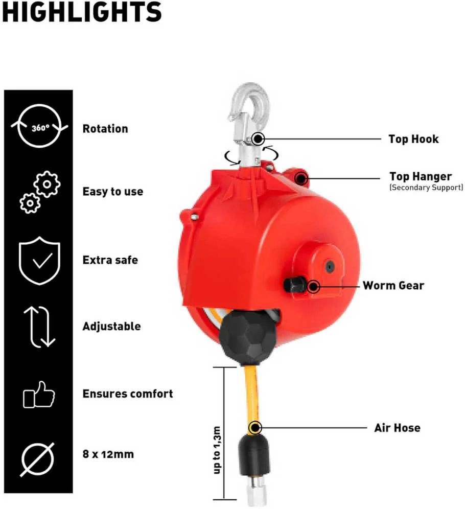 Steinberg Systems Kabelio balansyras su apkrovos atleidimu su pneumatine žarna 3,5 - 5kg 1,3 m