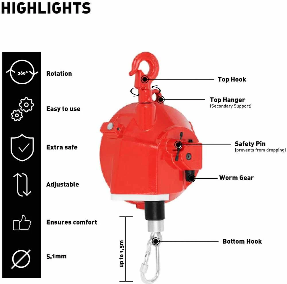 Steinberg Systems Spyruoklinis troso balanseris įrankiams 15 - 22 kg 1,5 m