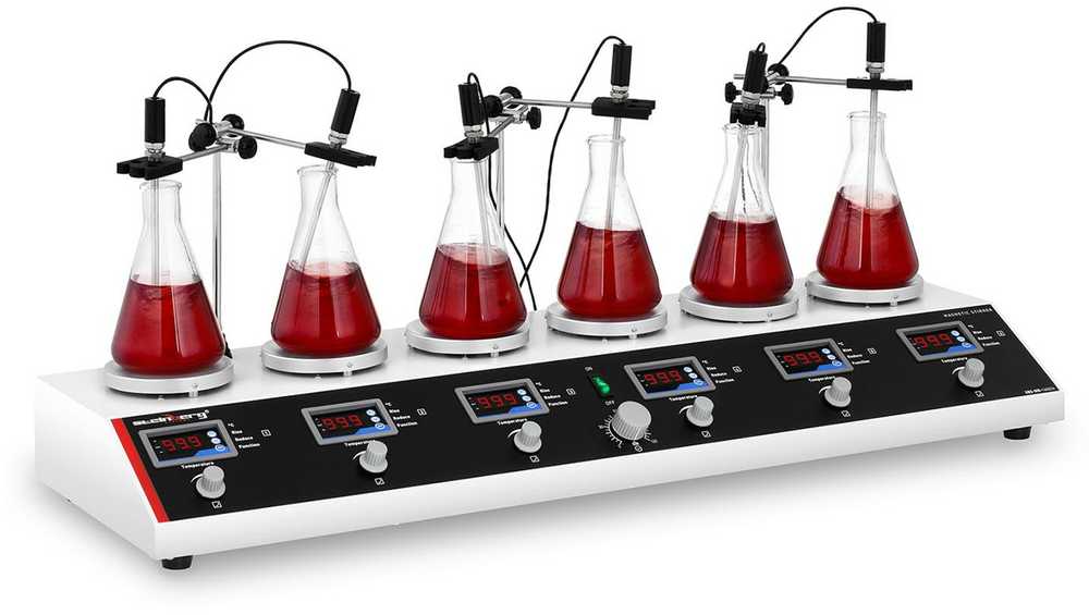 Steinberg Systems Laboratorinė magnetinė maišyklė 99°C laikmatis 6 stotelės + maišyklės