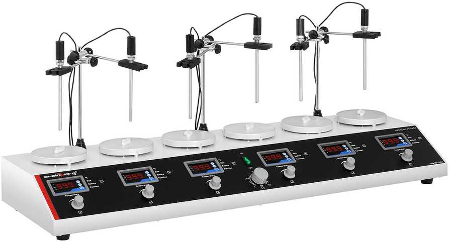 Steinberg Systems Laboratorinė magnetinė maišyklė 99°C laikmatis 6 stotelės + maišyklės