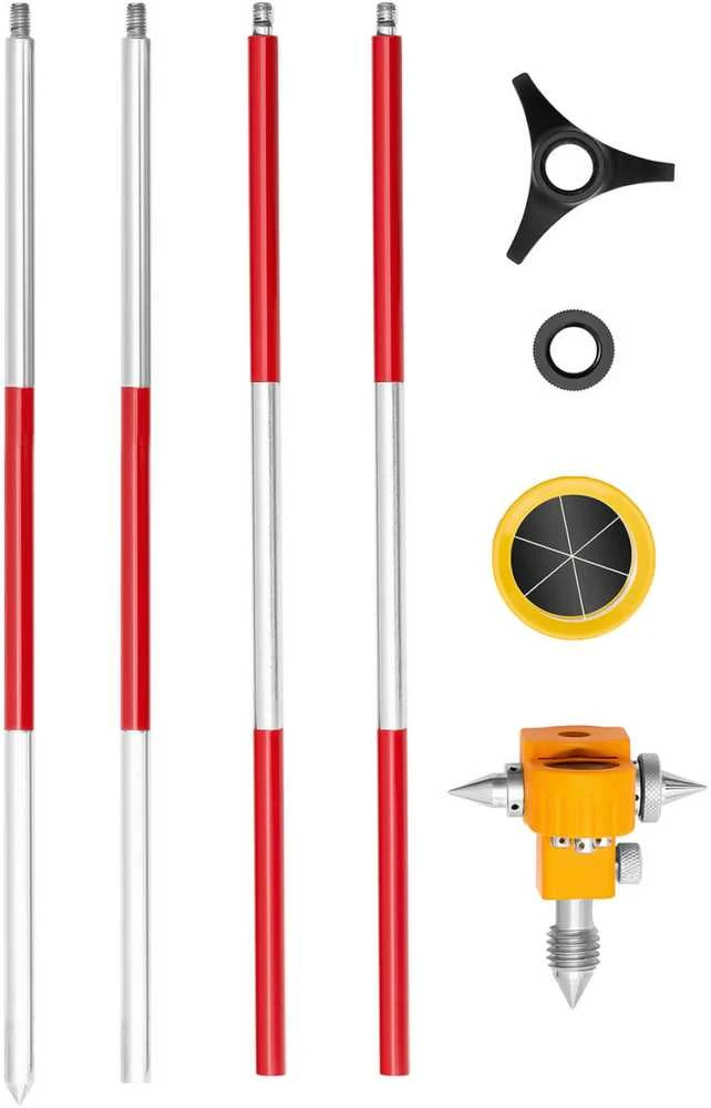 Steinberg Systems Mini prizminis geodezinis tolimačio veidrodis su stulpu ir pagrindo sidabrine danga sk. 3,6 cm 1,26 m