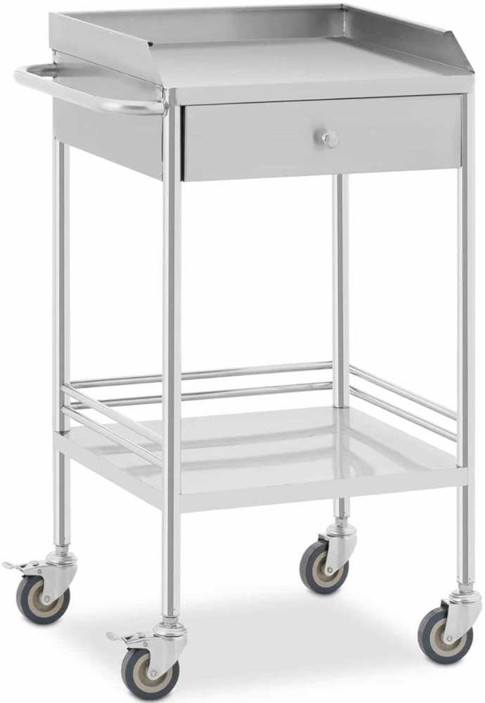 Steinberg Systems Plieninis viešbučio paslaugų vežimėlis, 2 lentynos, stalčius, 62 x 82 x 46 cm