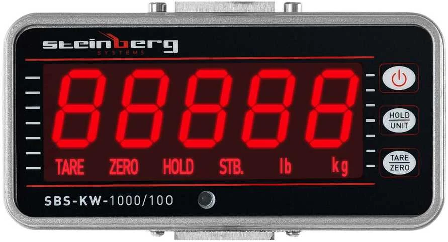 Virtuvinės svarstyklės Steinberg Systems Pakabinamos kablio svarstyklės su nuotolinio valdymo pulteliu iki 1000kg / 0,5kg LED