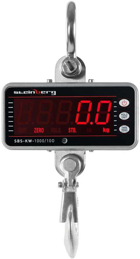Virtuvinės svarstyklės Steinberg Systems Pakabinamos kablio svarstyklės su nuotolinio valdymo pulteliu iki 1000kg / 0,5kg LED