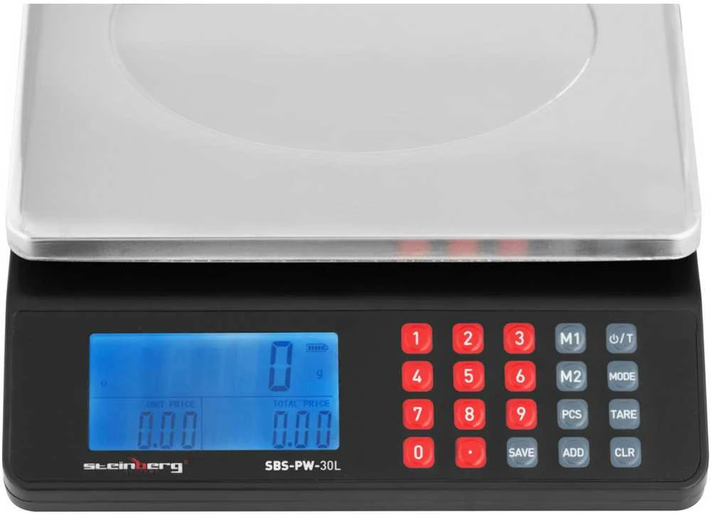 Virtuvinės svarstyklės Steinberg Systems LCD parduotuvės ir sandėlio tikrinimo svarstyklės 30 kg / 1 g