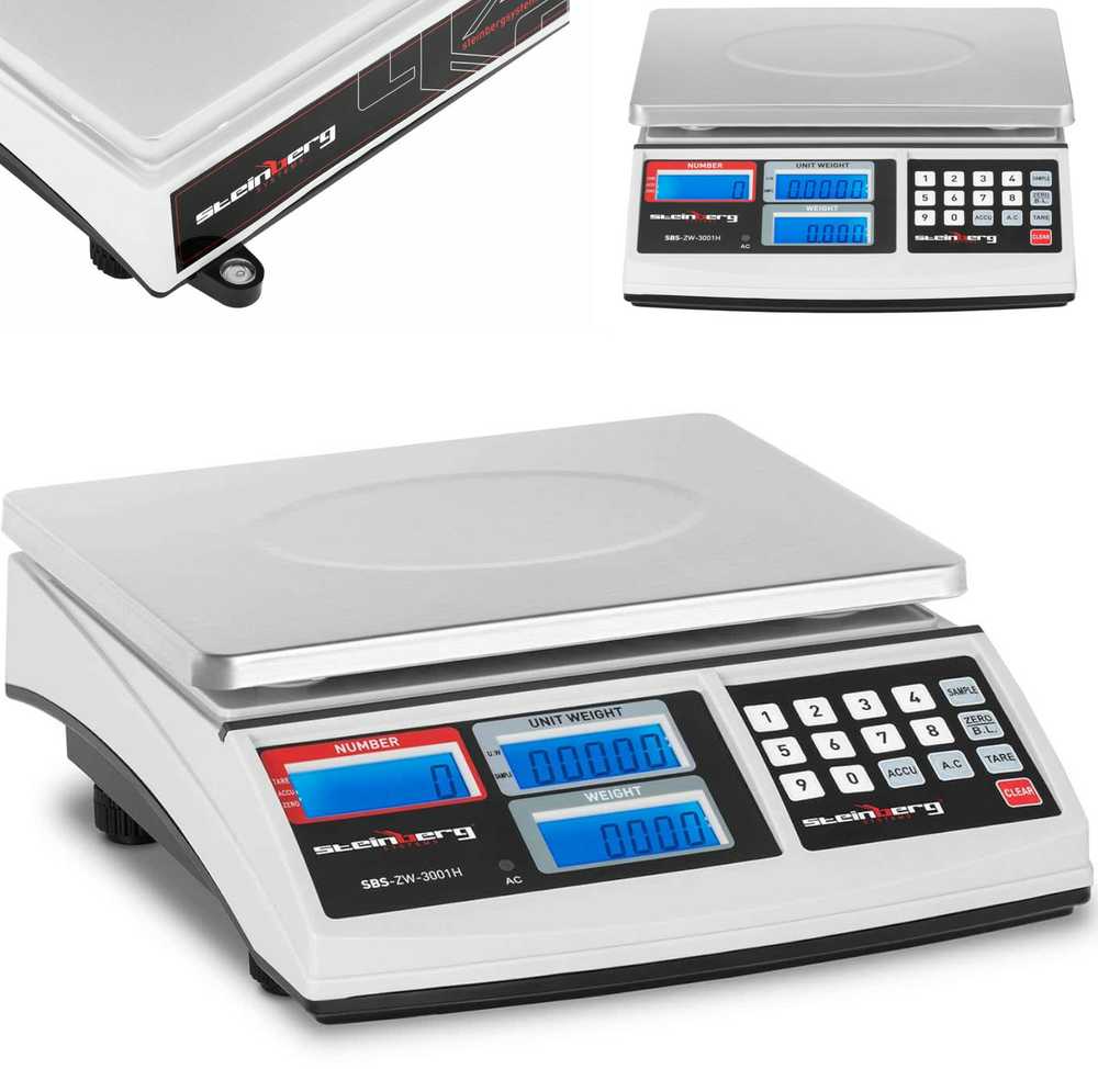 Virtuvinės svarstyklės Steinberg Systems SBS-ZW-3001H LCD vienetų skaičiavimo kontrolinės svarstyklės iki 30 kg
