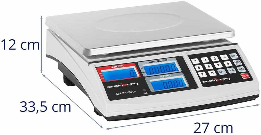 Virtuvinės svarstyklės Steinberg Systems SBS-ZW-3001H LCD vienetų skaičiavimo kontrolinės svarstyklės iki 30 kg