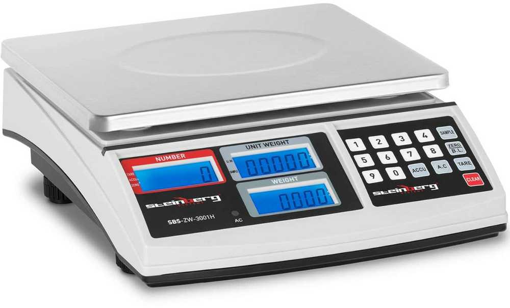 Virtuvinės svarstyklės Steinberg Systems SBS-ZW-3001H LCD vienetų skaičiavimo kontrolinės svarstyklės iki 30 kg