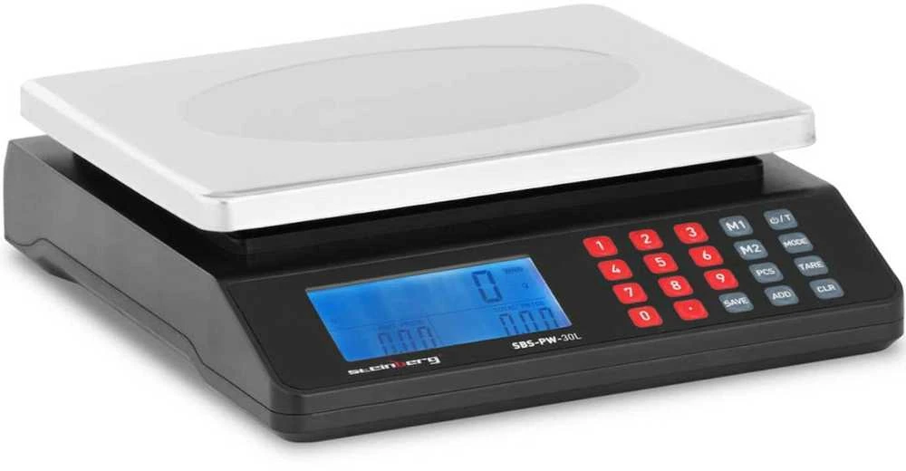 Virtuvinės svarstyklės Steinberg Systems LCD parduotuvės ir sandėlio tikrinimo svarstyklės 30 kg / 1 g
