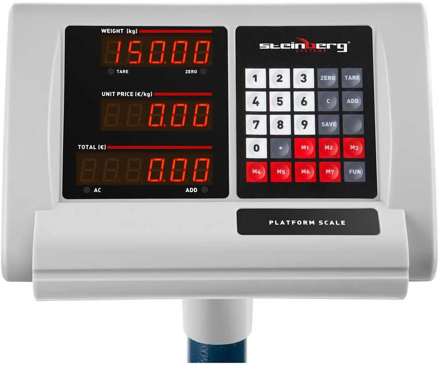 Steinberg Systems Sandėlio platforminės svarstyklės skaičiuojamos sulankstomos 40x50cm maitinimo šaltinis + baterija 150kg / 50g