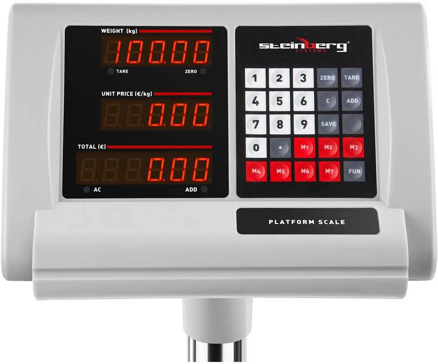 Steinberg Systems Sandėlio platforminės svarstyklės su 30x40cm maitinimo šaltiniu + baterija 100kg / 10g
