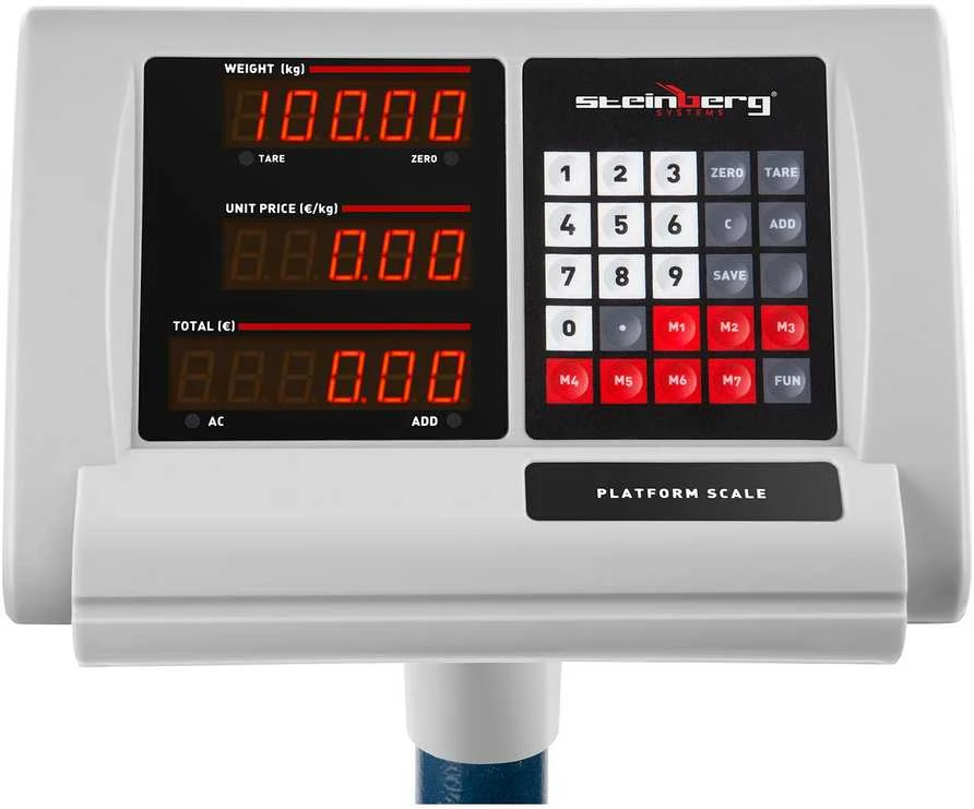 Steinberg Systems Sandėlio platforminės svarstyklės skaičiuojamos sulankstomos 30x40cm maitinimo šaltinis + baterija 100kg / 10g