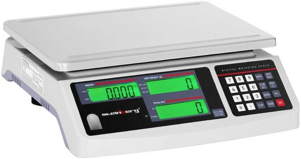 Virtuvinės svarstyklės Steinberg Systems Prekybos parduotuvės svarstyklių skaičiavimas LCD 30,5 x 22 cm 30 kg / 1 g