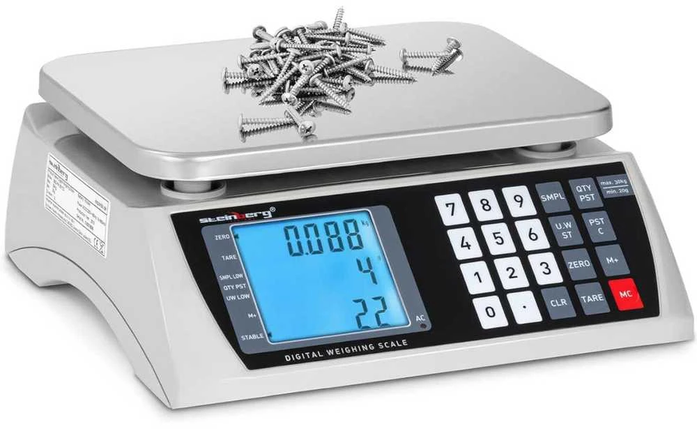 Virtuvinės svarstyklės Steinberg Systems Prekybos parduotuvės svarstyklių skaičiavimas LCD 22,3 x 17,4 cm 30 kg / 1 g