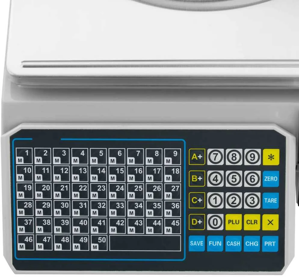 Steinberg Systems Komercinės parduotuvės svarstyklės su LCD etikečių spausdintuvu 30 kg / 15 g