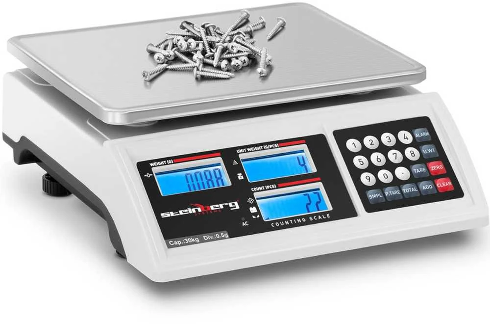 Virtuvinės svarstyklės Steinberg Systems Komercinių parduotuvių svarstyklių skaičiavimas LCD RS232 30000 g / 0,5 g