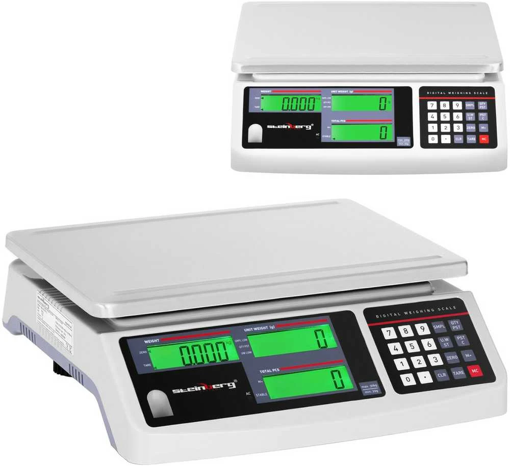 Virtuvinės svarstyklės Steinberg Systems Prekybos parduotuvės svarstyklių skaičiavimas LCD 30,5 x 22 cm 30 kg / 1 g