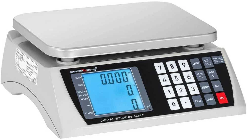 Virtuvinės svarstyklės Steinberg Systems Prekybos parduotuvės svarstyklių skaičiavimas LCD 22,3 x 17,4 cm 30 kg / 1 g