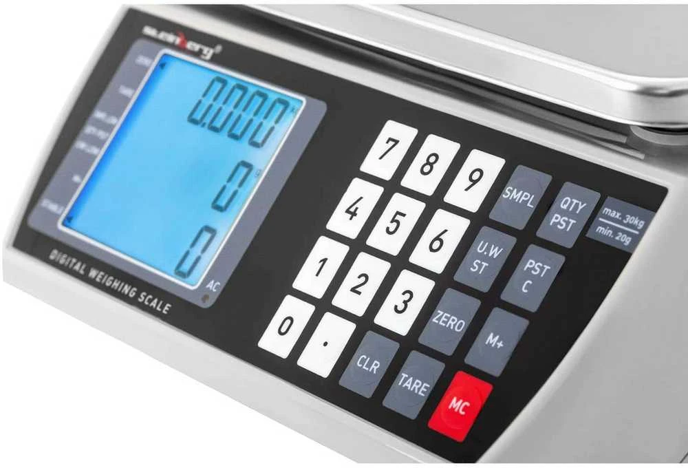 Virtuvinės svarstyklės Steinberg Systems Prekybos parduotuvės svarstyklių skaičiavimas LCD 22,3 x 17,4 cm 30 kg / 1 g