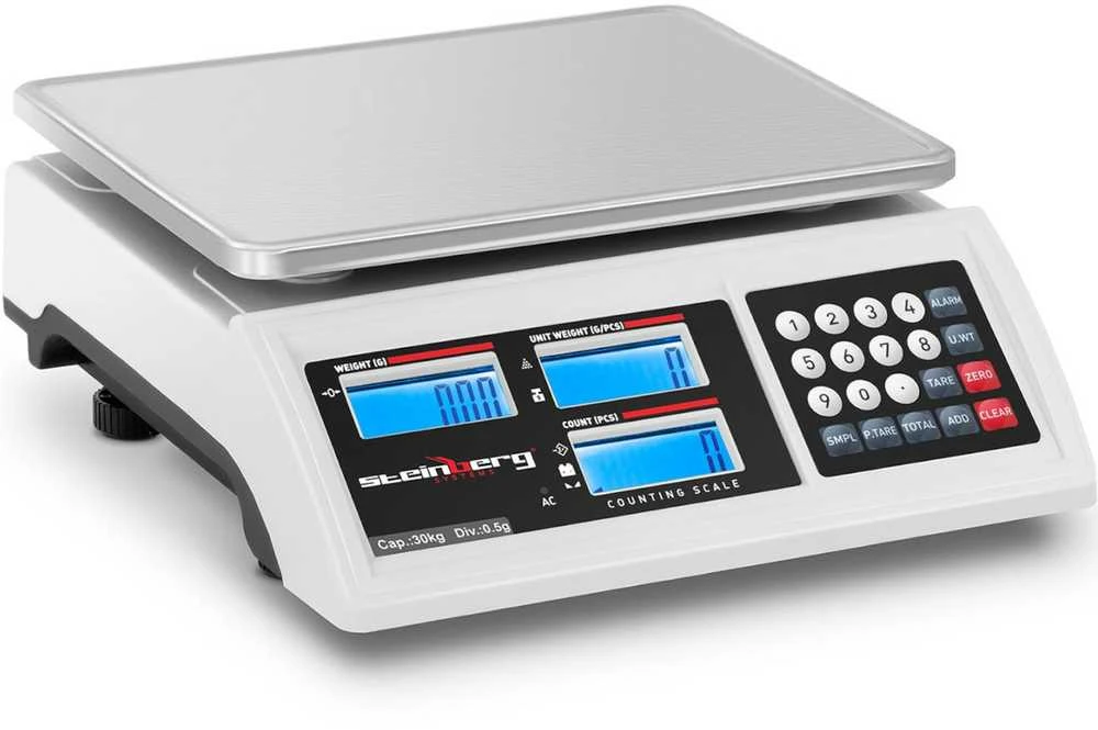Virtuvinės svarstyklės Steinberg Systems Komercinių parduotuvių svarstyklių skaičiavimas LCD RS232 30000 g / 0,5 g