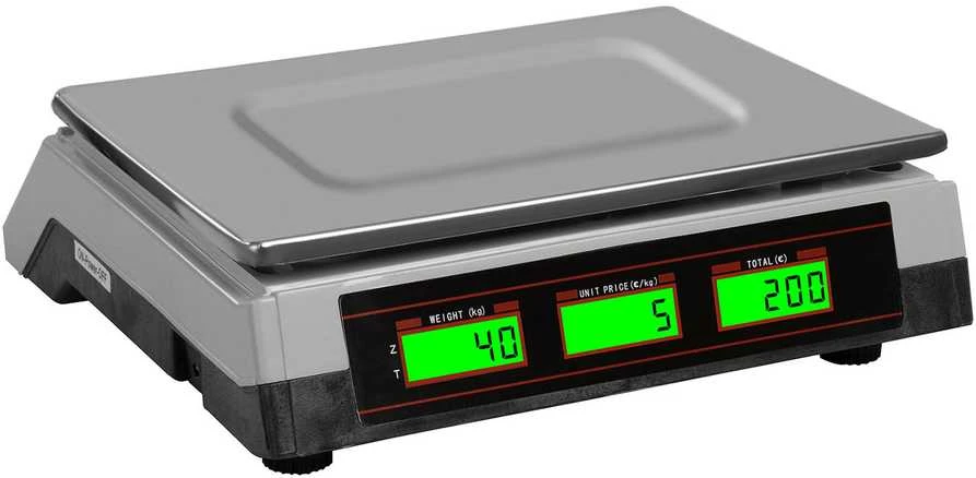Virtuvinės svarstyklės Steinberg Systems Svarstyklės sklepowa kontrolna 339x233mm maitinimo šaltinis + akumulator 40kg / 2g - balta
