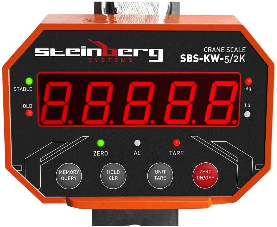 Steinberg Systems Pakabinamos svarstyklės - 5 TONOS - Kablio svarstyklės su nuotolinio valdymo pultu pramonei iki 5000 kg - LED