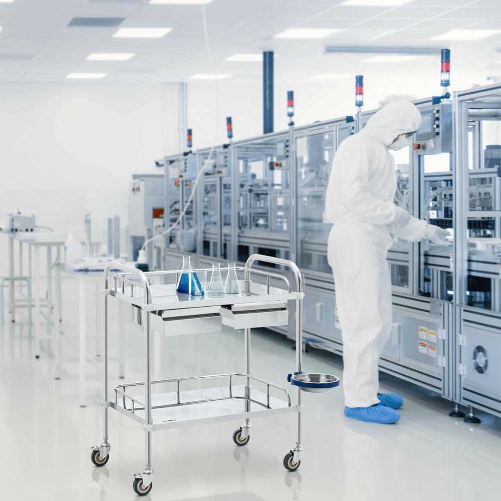 Steinberg Systems Laboratorinis vežimėlis kosmetikos procedūroms, plieno, 2 stalčiai, 2 lentynos, 84,5 x 66 x 87 cm