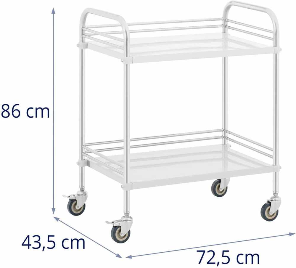 Steinberg Systems Laboratorinis kosmetinis gydymo vežimėlis pagamintas iš plieno, 2 lentynos, 73 x 44 x 86 cm, 20 kg