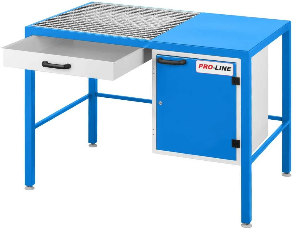 PRO-LINE 1180x780x850 mm dirbtuvių šlifavimo stalas su dulkių surinkimo stalčiumi ir spintele