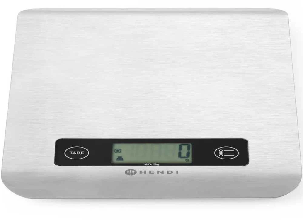 Virtuvinės svarstyklės Svarstyklės elektroninis virtuvės maitinimas tikslus 5000g / 1g - Hendi 580226