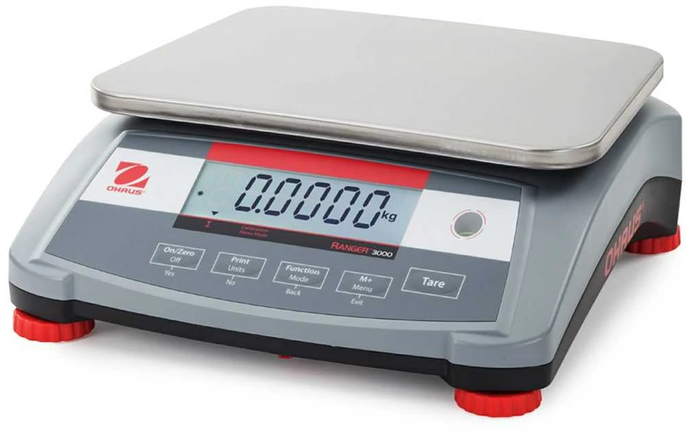 Virtuvinės svarstyklės Pramoninės kompaktiškos elektroninės stalo svarstyklės RANGER 3000 3kg / 0,1g - OHAUS R31P3