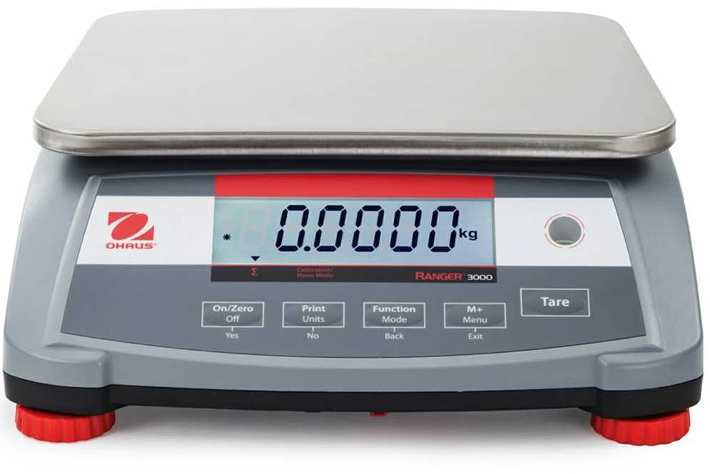 Virtuvinės svarstyklės Pramoninės kompaktiškos elektroninės stalo svarstyklės RANGER 3000 3kg / 0,1g - OHAUS R31P3