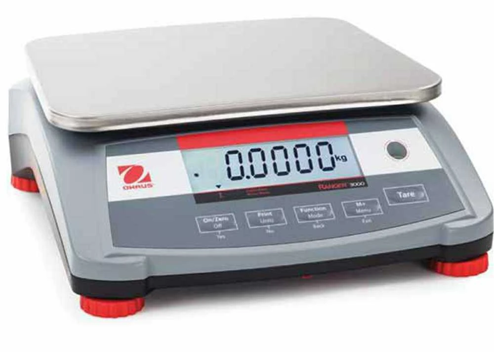 Virtuvinės svarstyklės Pramoninės kompaktiškos elektroninės stalo svarstyklės RANGER 3000 3kg / 0,1g - OHAUS R31P3