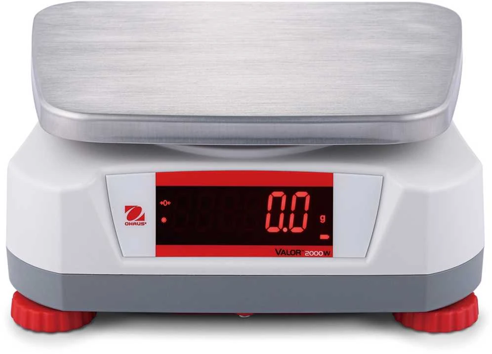 Virtuvinės svarstyklės VALOR 2000 valdymo svarstyklės vandeniui atsparus virtuvės maitinimas IP68 LED 3Kg / 0,5g - OHAUS V22PWE3T