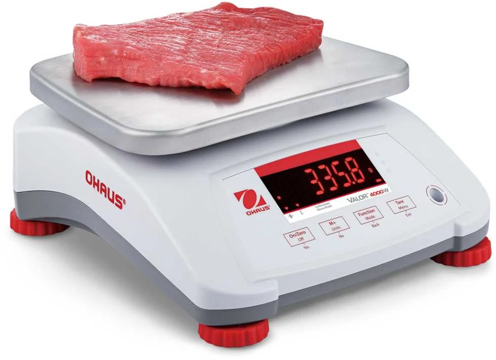 Virtuvinės svarstyklės VALOR 4000 svarstyklės su legalizavimu virtuvei, maitinimui, vandeniui IP68 LED 3Kg / 1g - OHAUS V41PWE3T-M