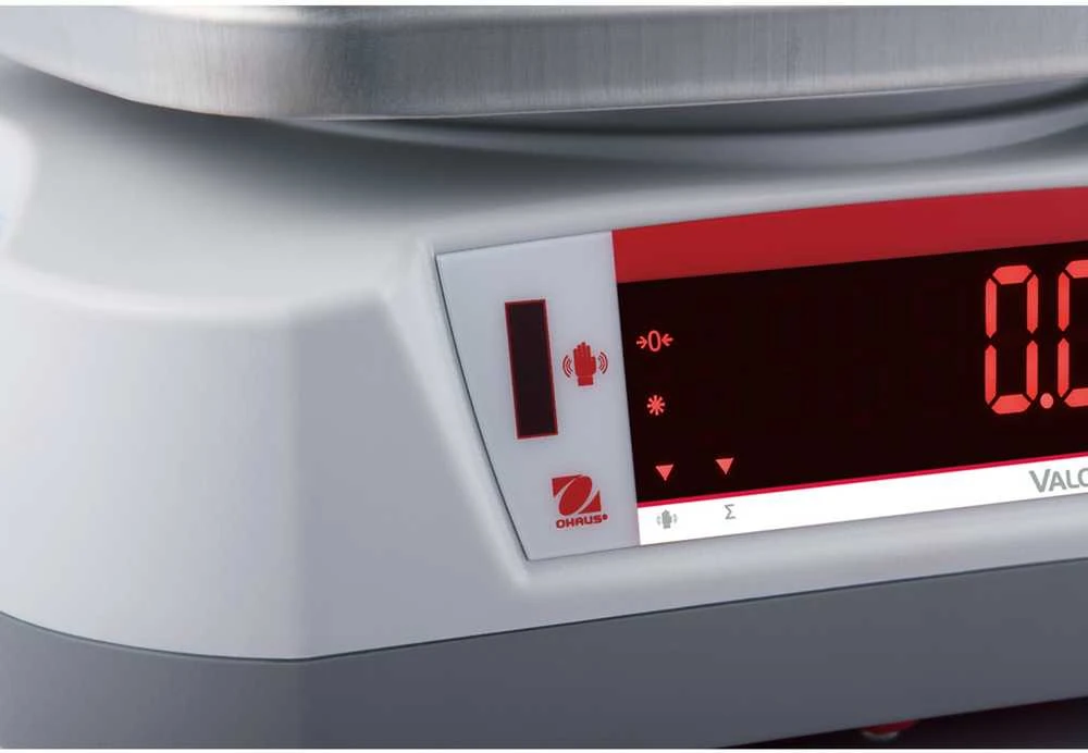 Virtuvinės svarstyklės VALOR 4000 svarstyklės su legalizavimu virtuvei, maitinimui, vandeniui IP68 LED 3Kg / 1g - OHAUS V41PWE3T-M