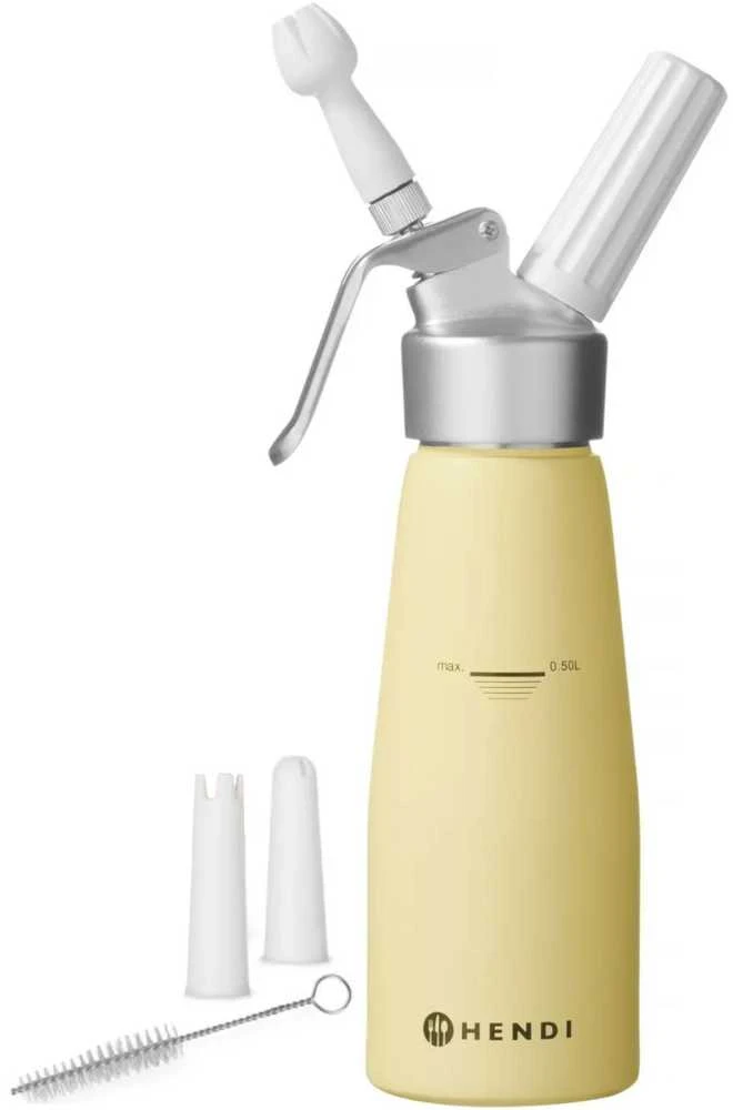Plaktos grietinėlės sifonas pastelinis geltona 0,5 l - Hendi 975855