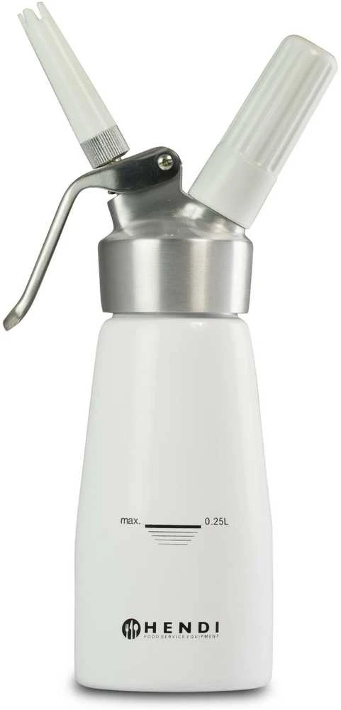 N2O Kitchen Line Rinkinys plaktos grietinėlės sifonas + 3 antgaliai 0,25L - balta - HENDI 588031