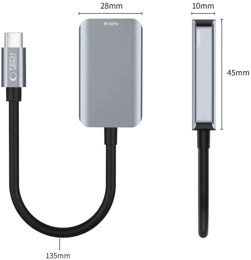 „Tech-Protect UltraBoost“ USB-C (vyriškas) / HDMI (moteriškas) 4K 60 Hz adapteris – juodas