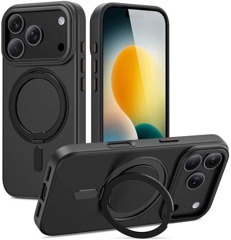 Tech-Protect MagRing MagSafe dėklas skirtas Apple iPhone 17 Pro Max – matinis juodos spalvos