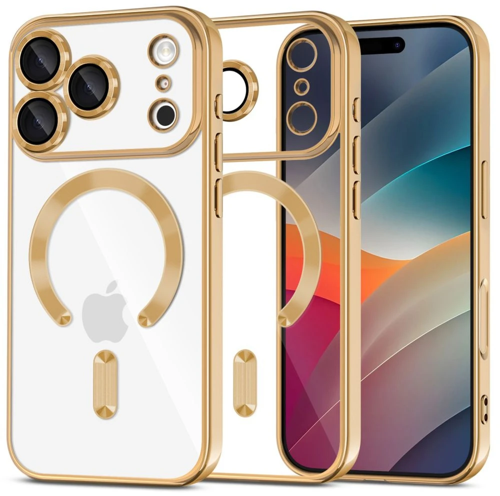 „Tech-Protect MagFlex MagSafe“ dėklas, skirtas „iPhone 17 Pro“ – permatomo aukso spalvos