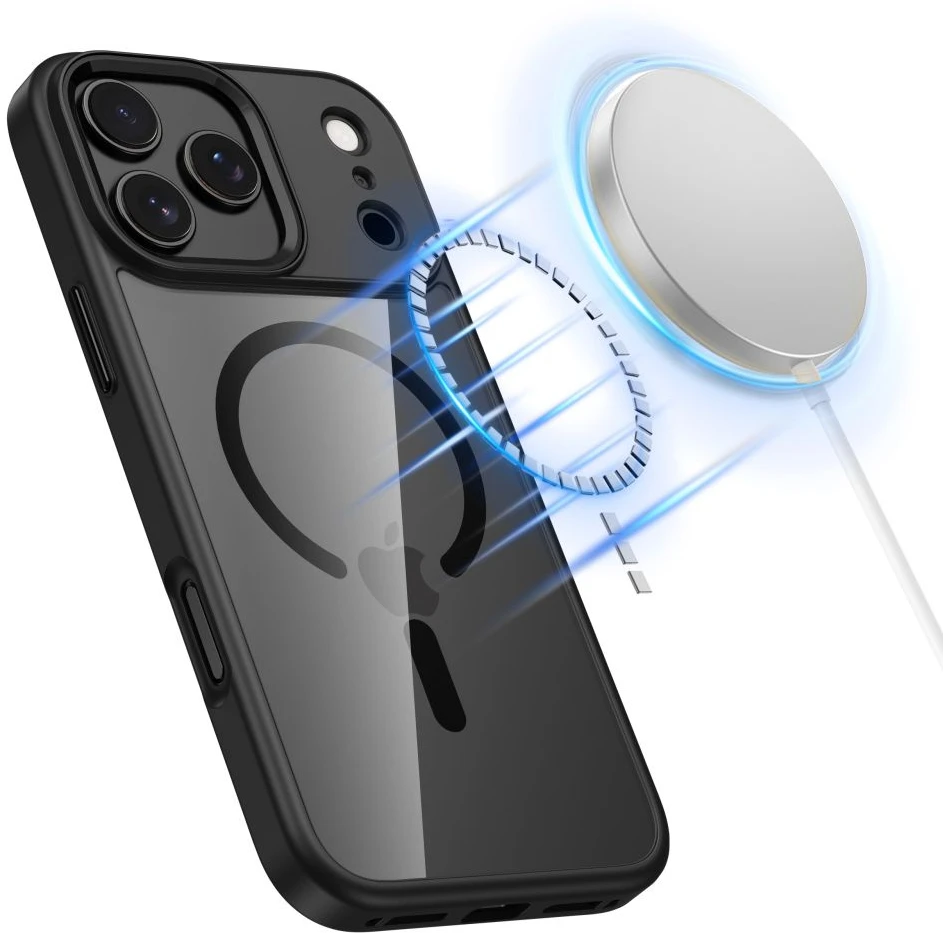 Tech-Protect MagMat MagSafe dėklas skirtas Apple iPhone 17 Pro – skaidrus juodos spalvos